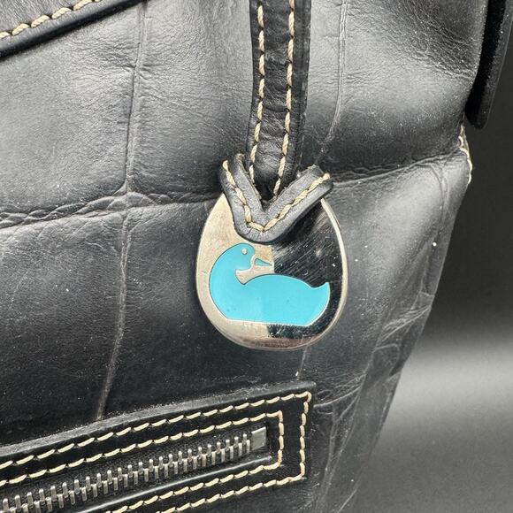 Authentic Dooney & Bourke Black Faux Croc Leather Hobo Shoulder Bag Purse Y2K - Picture 6 of 12